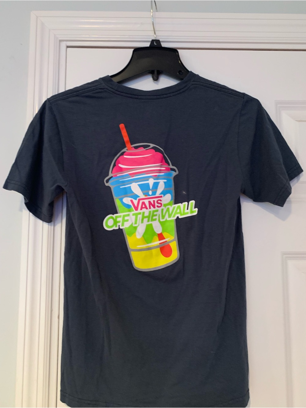 Vans Navy Short-Sleeve Tee with Multicolor Slush Graphic
